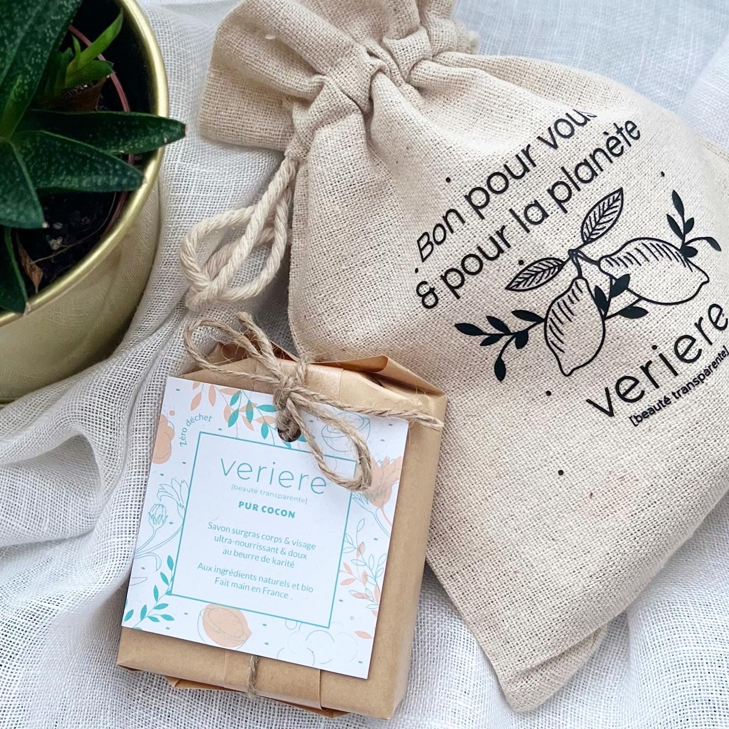 Eco-friendly gift bag in natural linen